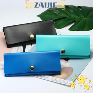 Zaijie24 กล่องแว่นกันแดด หนัง PU สีพื้น กระเป๋าแว่นตา แฟชั่น พับได้ เคสป้องกัน Unisex