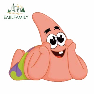 Earlfamily สติกเกอร์ ลายกราฟฟิติ Patrick Star กันน้ํา กันรอยขีดข่วน ขนาด 13 ซม. x 11.5 ซม. สําหรับติดตกแต่งรถยนต์