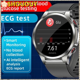 Shououy นาฬิกาข้อมือสมาร์ทวอทช์ เชื่อมต่อบลูทูธ ECG PPG วัดความดันโลหิต น้ําตาลในเลือด ออกซิเจนในเลือด ไม่รุกราน โทรศัพท์ Android iOS