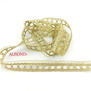 ALISOND1 ริบบิ้นผ้าลูกไม้ สีทอง สําหรับเย็บผ้า ตกแต่งเสื้อผ้า ปาร์ตี้ งานแต่งงาน