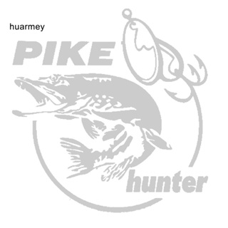 Huarmey สติกเกอร์สะท้อนแสง PET ลาย Pike Hunter Fish สําหรับติดตกแต่งประตู หน้าต่าง แล็ปท็อป