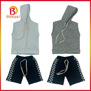 [Blesiya1] ชุดเสื้อแขนกุด มีฮู้ด และกางเกง 1/12 สําหรับตุ๊กตา 6 นิ้ว 2 ชิ้น