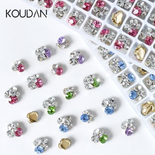 Koudan สติกเกอร์คริสตัลเพชรเทียม พลอยเทียม สีฟ้า สีชมพู สําหรับตกแต่งเล็บ 10 ชิ้น