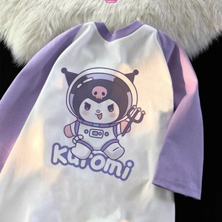 เสื้อยืดแขนสั้น ผ้าฝ้าย พิมพ์ลายการ์ตูน Sanrio Kuromi Hello Kitty Cinnamoroll โอเวอร์ไซซ์ เหมาะกับของขวัญ แฟชั่นฤดูร้อน สําหรับผู้หญิง