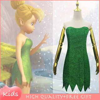 Tinkerbell เครื่องแต่งกายคอสเพลย์ ชุดมินิเดรส สีเขียว เซ็กซี่ สําหรับผู้หญิง เหมาะกับงานปาร์ตี้ฮาโลวีน