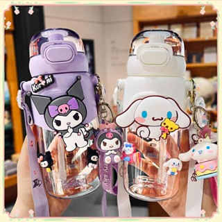 600ML Sanrio ถ้วยหัดดื่มพลาสติก Anime Kuromi Melody Cinnamoroll การ์ตูน Kawaii ขวดน้ำกีฬา ขวดน้ำเด็กแบบพกพา ของขวัญ 【sunny】