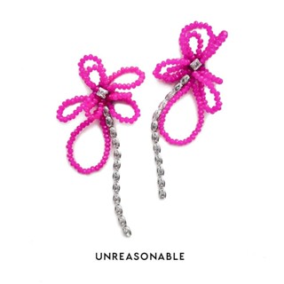 ต่างหูดอกไม้ สีชมพู เพชร CZ ต่างหูคลิป ต่างหูก้านเงินแท้ น้ำหนักเบา Unreasonable Accessories UA0808-03