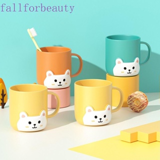 Fallforbeauty แก้วน้ําพลาสติก ลายการ์ตูนหมี แบบพกพา ขนาดใหญ่ กันแตก พร้อมที่จับ สําหรับใส่แปรงสีฟัน