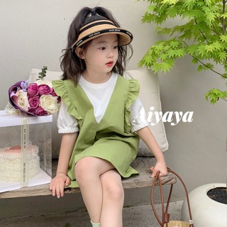 Aiyaya เตรียมจัดส่ง ชุดเดรสเด็กผู้หญิง ชุดสีเขียว น่ารักหวานสไตล์ เหมาะสำหรับเด็กหญิงอายุ 2-8 ปี (666)