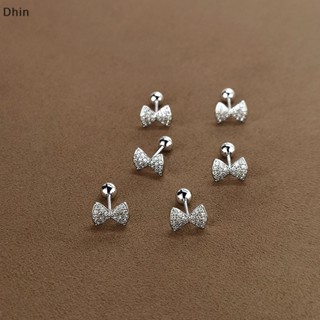 [Dhin] 1Pair Bow-knot Zircon Ear Studs Earrings For Women Cartilage Helix Ear Bone Nail  Ear Jewelry Gift COD