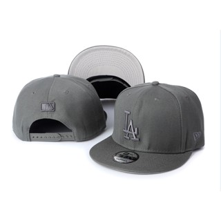 หมวกเบสบอล MLB Dodgers the Black flat brimmed hat สีเทา พื้นหลังกว้าง ปรับได้ สําหรับผู้ชาย และผู้หญิง BYCD