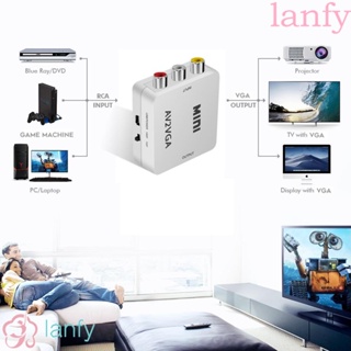 Lanfy อะแดปเตอร์แปลง AV2VGA AV2VGA AV เป็น VGA AV เป็น VGA ปลั๊กแอนด์เพลย์ VGA เอาท์พุต HD 1080P สําหรับกล่องรับสัญญาณ VCD DVD กล้องเว็บแคม