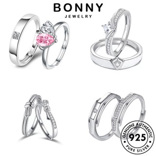 BONNY JEWELRY เงิน คู่รัก ต้นฉบับ แหวน 925 เกาหลี มอยส์ซาไนท์ไดมอนด์ เครื่องประดับ เครื่องประดับ แท้ แฟชั่น เรียบง่าย Silver M064