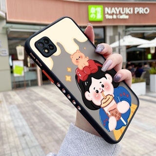 เคสโทรศัพท์มือถือแบบแข็ง ใส กันกระแทก ลายการ์ตูนเด็กผู้หญิงชานม มีลายด้านข้าง สําหรับ Xiaomi POCO C31 Redmi 9C NFC 9 Activ Redmi 10A