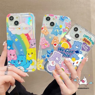 เคสโทรศัพท์มือถือ Tpu แบบนิ่ม ลายการ์ตูนหมีน่ารัก สีรุ้ง กันกระแทก สําหรับ iPhone 7Plus 7 6 8 6S Plus 13 XR 14 11 12 Pro MAX X XS MAX