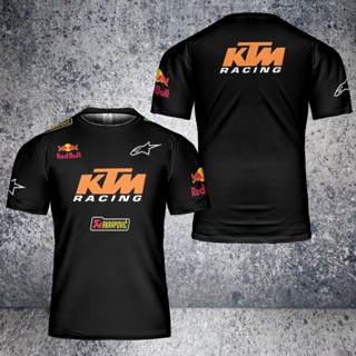 เสื้อยืด พิมพ์ลายโลโก้กระทิง 3D สีแดง KTM2023 F1 สําหรับผู้ชาย ไซซ์ S-5XL