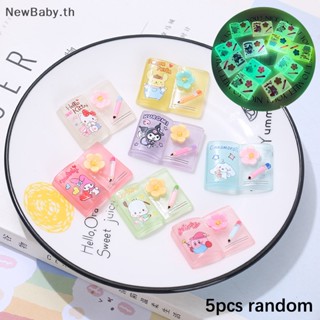 Newbaby ปิ่นปักผมเรซิ่น รูปการ์ตูนดอกไม้ แบบเรืองแสง ขนาดเล็ก DIY อุปกรณ์เสริม สําหรับของขวัญ 5 ชิ้น