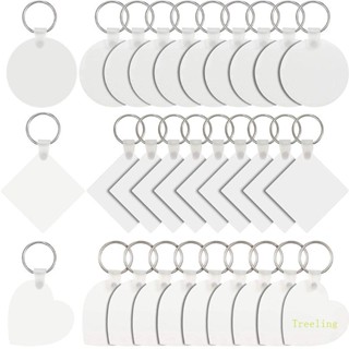 Treeling พวงกุญแจเปล่า พิมพ์ลาย MDF สองด้าน สําหรับห้อยตกแต่ง 30 ชิ้น