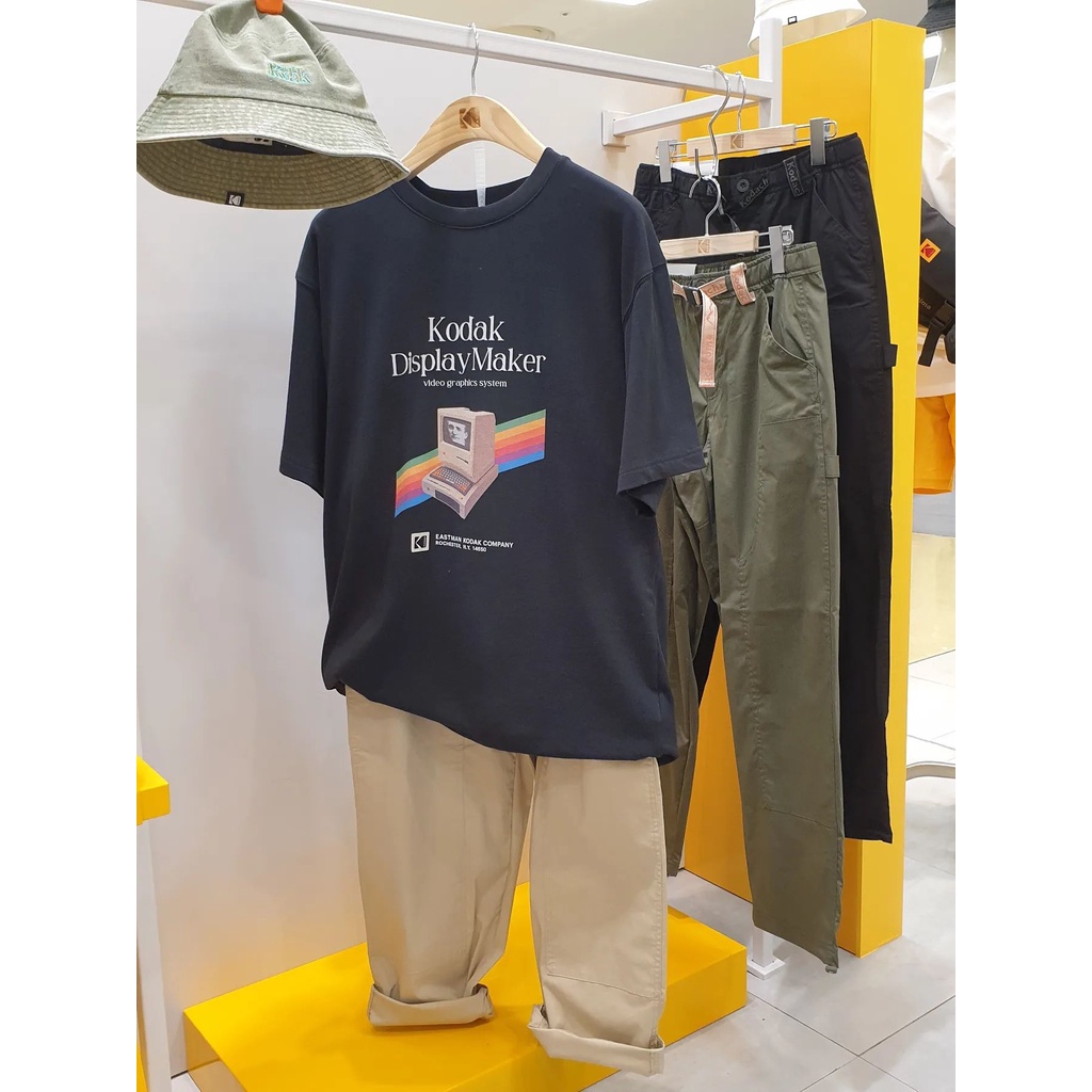 KODAK KODAK ฤดูร้อนพิมพ์คู่กีฬาลําลองเสื้อยืดคอกลมแขนสั้น