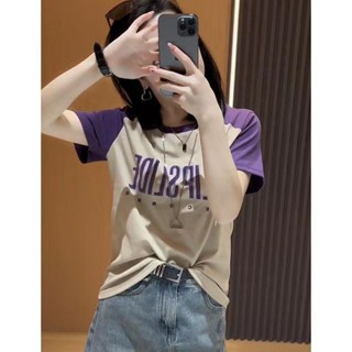 【Tshirt Oversized】เสื้อยืดคอกลม แขนสั้น พิมพ์ลาย Raglan พลัสไซซ์ แฟชั่นสไตล์เกาหลี (40-120 กก.)