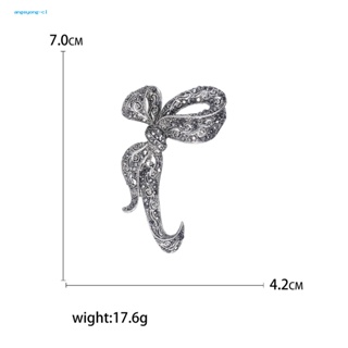 Angeyong เข็มกลัด รูปโบว์ ประดับเพชร สีดํา สไตล์วินเทจ หรูหรา เครื่องประดับแฟชั่น สําหรับทุกโอกาส
