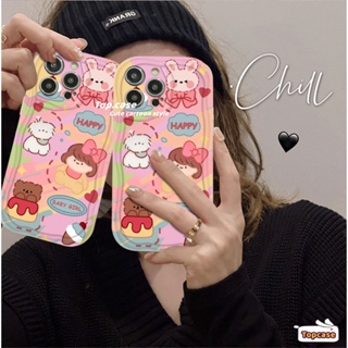 เคสโทรศัพท์มือถือนิ่ม ลายการ์ตูนหมีแฮปปี้ 3D สําหรับ Samsung A14 A34 A54 A03 A03s A04 A04e A04s A23 A13 A33 A53 A12 A22 A52 A52s A32 A51 A50 A50s A30s