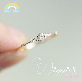 June แหวนแต่งงาน ประดับคริสตัล พลอยเทียม 14K สําหรับผู้หญิง