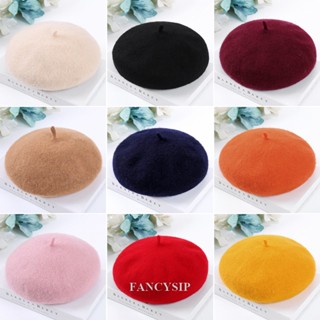 Fancysip พร้อมส่ง หมวกเบเร่ต์ลําลอง ผ้าขนสัตว์ สไตล์เกาหลี ญี่ปุ่น เรโทร สําหรับผู้หญิง