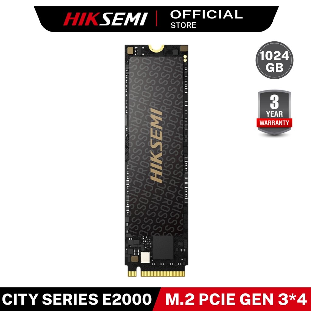 HIKSEMI CITY SERIES SSD E2000 1024GB PCIe Gen3 x 4 NVMe READ 3500MB/s WRITE 3000MB/s WARRANTY 3 YEARS