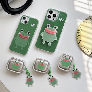 เคสหูฟังบลูทูธ TPU ลายการ์ตูนกบน่ารัก พร้อมจี้ห้อย สําหรับ IPhone 14 13 12 11 Pro Max Airpods 1 2 Airpods Pro 2 3