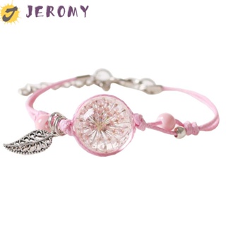 Jeromy สร้อยข้อมือเชือกถัก ลายดอกไม้แห้ง ใบโคลเวอร์ ใบโคลเวอร์ สไตล์เกาหลี ของขวัญ เครื่องประดับ สําหรับสวนขวด