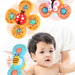 3x Baby Suction Cup Spinning Top Cartoon Toys Fidget Butterfly Bath Gifts