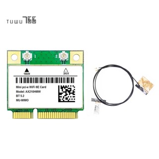 Ax210hmw การ์ด WiFi พร้อมเสาอากาศ อะไหล่สํารองเปลี่ยน WiFi 6E Mini PCI-E AX210 802.11Ax/Ac 2.4G/5G/6Ghz BT5.2 สําหรับแล็ปท็อป