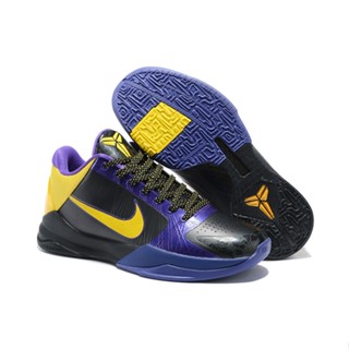 ใหม่ N-i-k-e Zoom Turbo Kobe 5 รองเท้าบาสเก็ตบอล รองเท้าวิ่ง สีม่วง สีทอง 2023