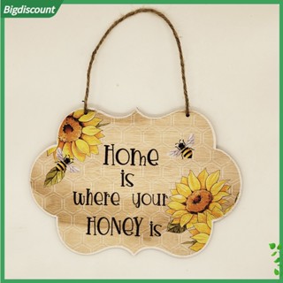 {BIG} ป้ายไม้ Welcome ลายดอกทานตะวัน ผึ้ง สําหรับแขวนตกแต่งประตูบ้านฟาร์ม