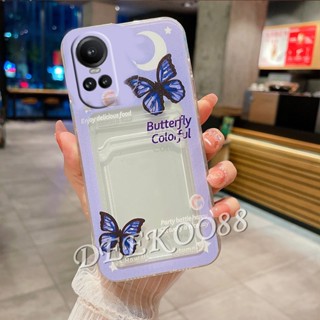 เคสโทรศัพท์มือถือนิ่ม ลายดอกทิวลิป ผีเสื้อ พร้อมช่องใส่บัตร สําหรับ OPPO Reno10 Pro Plus Pro+ Reno8 T Z A96 A78 A77S A77 A76 A57 A17K A17 5G 4G 2023 Reno 10 10Pro 8 8T