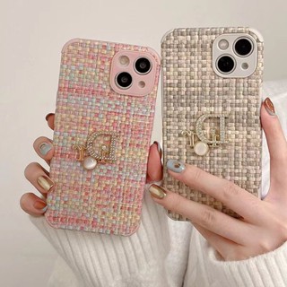 เคสป้องกันโทรศัพท์มือถือ ลายสาน ประดับพลอยเทียม DIY สําหรับ Apple Iphone IP14 14Pro 14 Plus IP 14 Pro Max