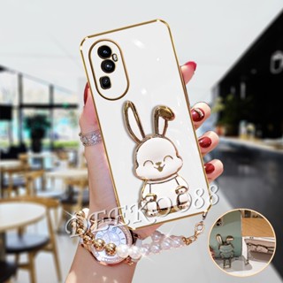 เคสโทรศัพท์มือถือ ลายการ์ตูนกระต่ายน่ารัก 3D พร้อมขาตั้ง และสายคล้องมือ สําหรับ OPPO Reno10 Pro+ Pro Plus A78 4G 5G Reno 10 10Pro Reno10Pro+ 2023