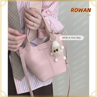 Rowans กระเป๋าสะพายไหล่ หนัง PU ทรงบักเก็ต น้ําหนักเบา สีหวาน