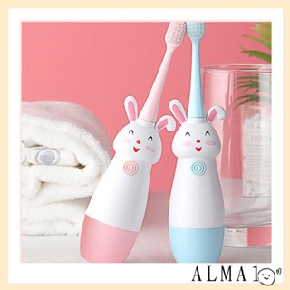 Alma หัวแปรงสีฟันไฟฟ้า หมุนได้ ลายกระต่ายน่ารัก สําหรับเด็กอายุ 3-12 ปี