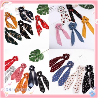 ONLYGOODS Hair Accessories Boho Print Ribbon Hair Band Rubber Ropes Elastic Ponytail Scarf