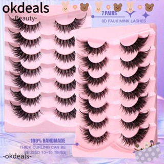 OKDEALS ขนตาปลอม แฮนด์เมด ไฟเบอร์เทียม ขนตาปลอม ขนตาสุนัขจิ้งจอก