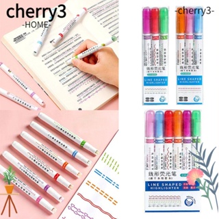 Cherry3 ปากกาไฮไลท์ ทรงโค้ง ลายดอกไม้ สําหรับสํานักงาน