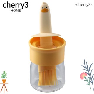 Cherry3 ขวดน้ํามัน ซิลิโคน ทนความร้อนสูง แบ่งหม้อน้ํามัน ทําอาหารบาร์บีคิวน่ารัก แปรงน้ํามันในตัว สีเหลือง ครัว