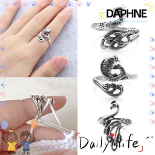 Daphne แหวนถักโครเชต์ สเตนเลส รูปนกฟินิกซ์ นกยูง ปลา ปรับได้ 1 ชิ้น