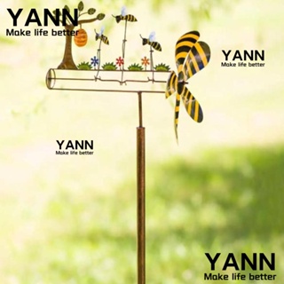 Yann1 กังหันลมโลหะ รูปผึ้งน้อย หมุนได้ 360 องศา กันน้ํา กันกัดกร่อน ° กังหันลม หมุนได้ สําหรับตกแต่งสวน