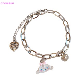 Onew Sanrio Kawaii Cinnamoroll สร้อยข้อมือ ลายการ์ตูน Pochacco ปรับได้ พร้อมกระดิ่ง เครื่องประดับ สําหรับของขวัญวันหยุดน้ําผึ้ง