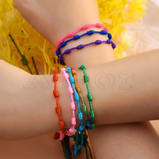 เครื่องประดับ สร้อยข้อมือ เชือกถัก จี้รูปเครื่องรางนําโชค สีแดง สีดํา สไตล์เกาหลี เหมาะกับคู่รัก สําหรับผู้หญิง