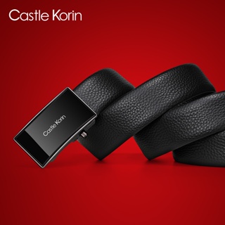 Castle Korin เข็มขัดหนังวัวแท้ พร้อมหัวเข็มขัดอัตโนมัติ สีดํา สําหรับผู้ชาย ck01006-TCLZWZD