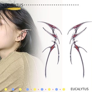 EUTUS ต่างหูโลหะ รูปผีเสื้อ ประดับพลอยเทียม สีแดง สไตล์โกธิค ฮิปฮอป สําหรับผู้หญิง